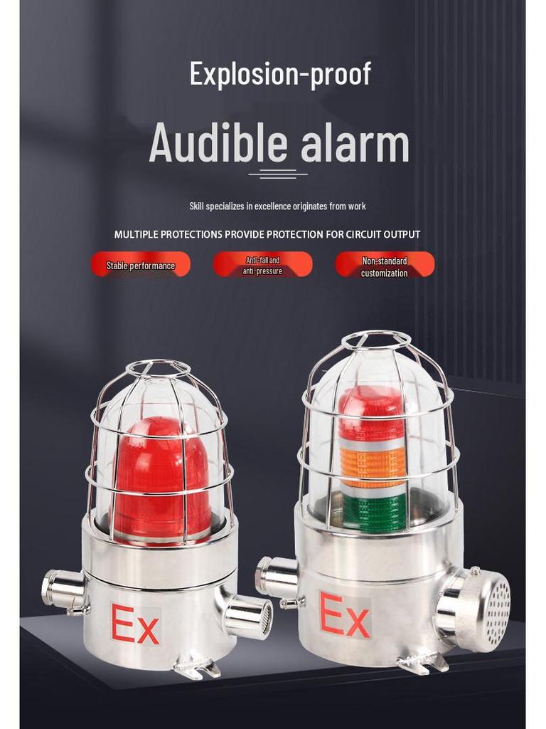 BBJ Explosion-Proof Fire Warning Alarm - Stainless Steel, Sound & Light, 110-120 dB