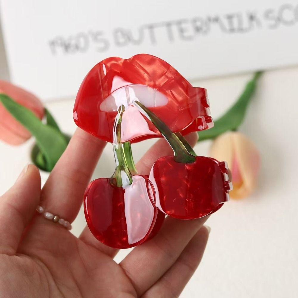 Cute Fruit Gripper Sweet Geometry Shark Clip Lovely Cherry Hair Claw  Daily