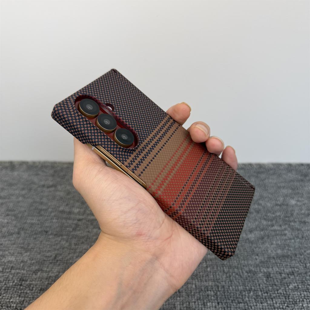Applicable To Samsung Zfold1 Mobile Phone Case Kevlar Pattern W11 Double Central Axis FOLD1 Light and Thin Pc Anti-drop Hard Case