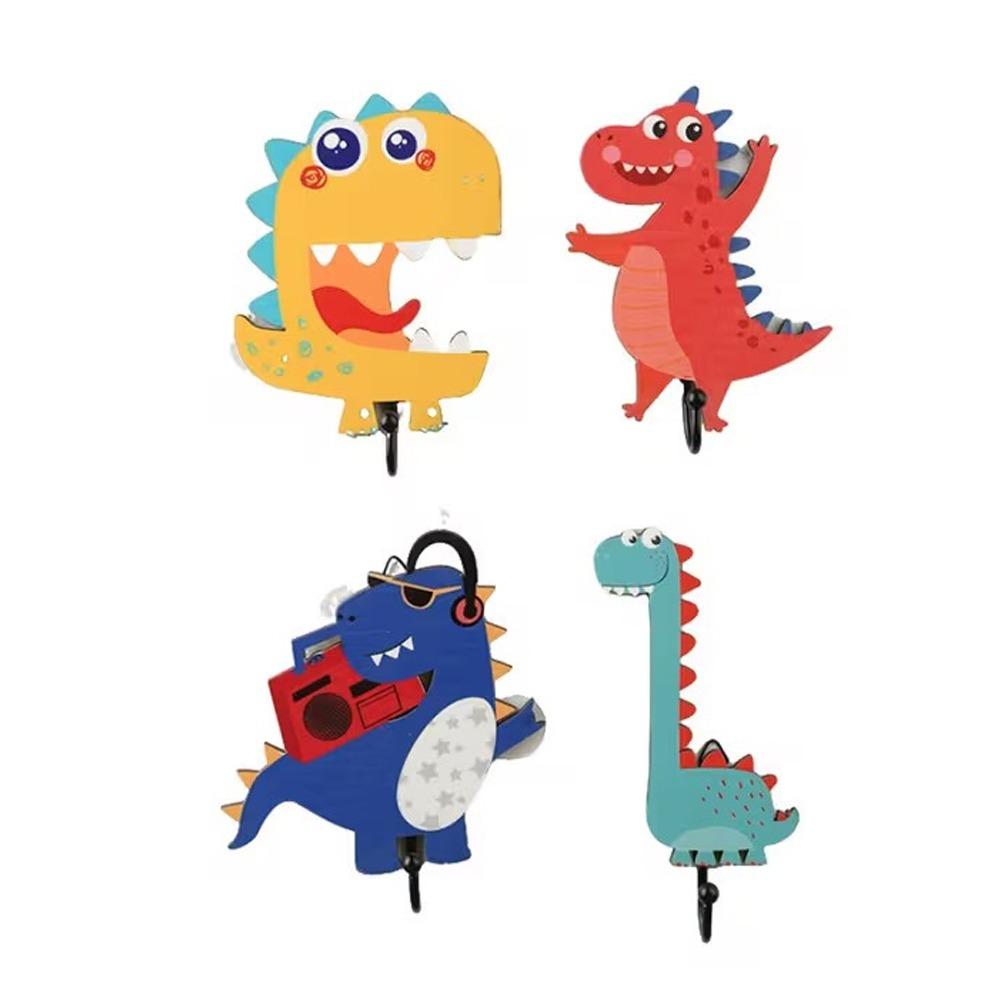 4Pcs Stable Structure Dinosaur Wall Hooks Cartoon Wall Decor Hooks  Bedroom Storage