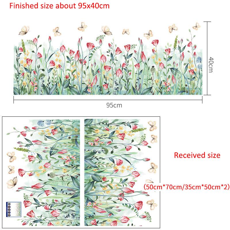 

Съемная наклейка на стену Сделай сам Фиолетовый цветочный Зеленые листья Отклеивающаяся декорация для прихожей Спальни Гостиной ТВ-фона Домашний декор AS PIC