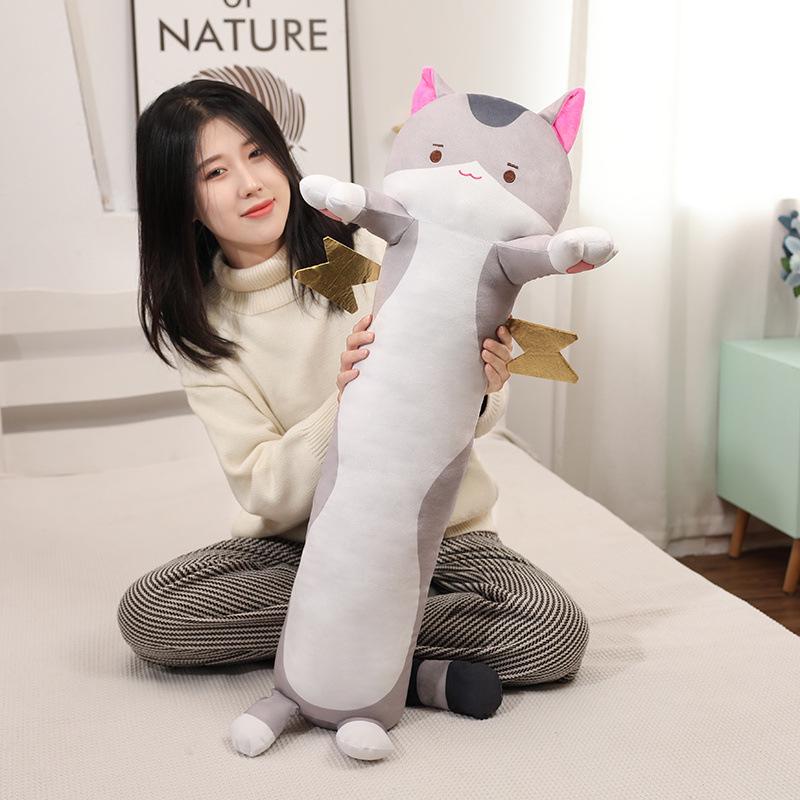 Colorful Cat & Salamander Halloween Pillow - Cute Long Strip Cushion for Couples