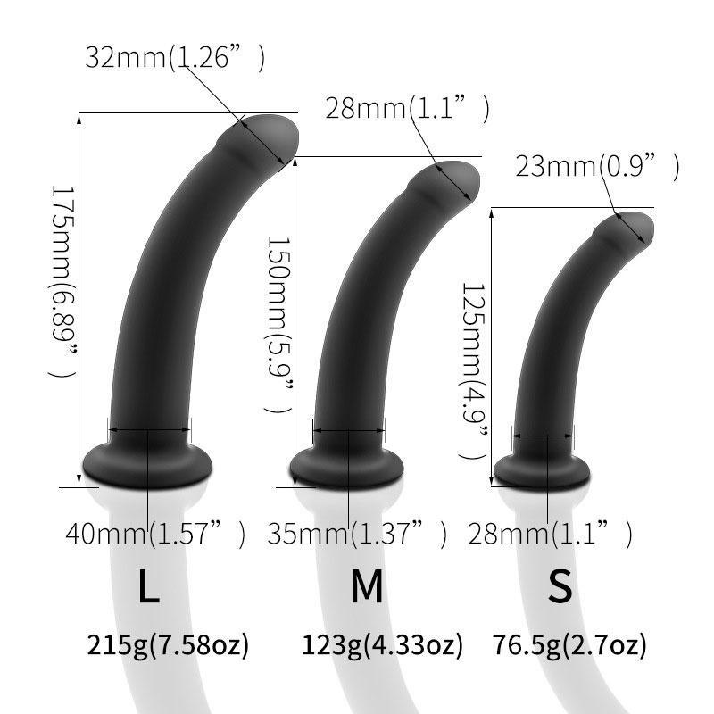 Black Butt Dildo Plug with Sucker Mount 4 Sizes for Gay Female
