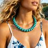TikTok Popular Seaside Holiday Necklace Accessories Women's Adjustable Turquoise Green Resin Necklace