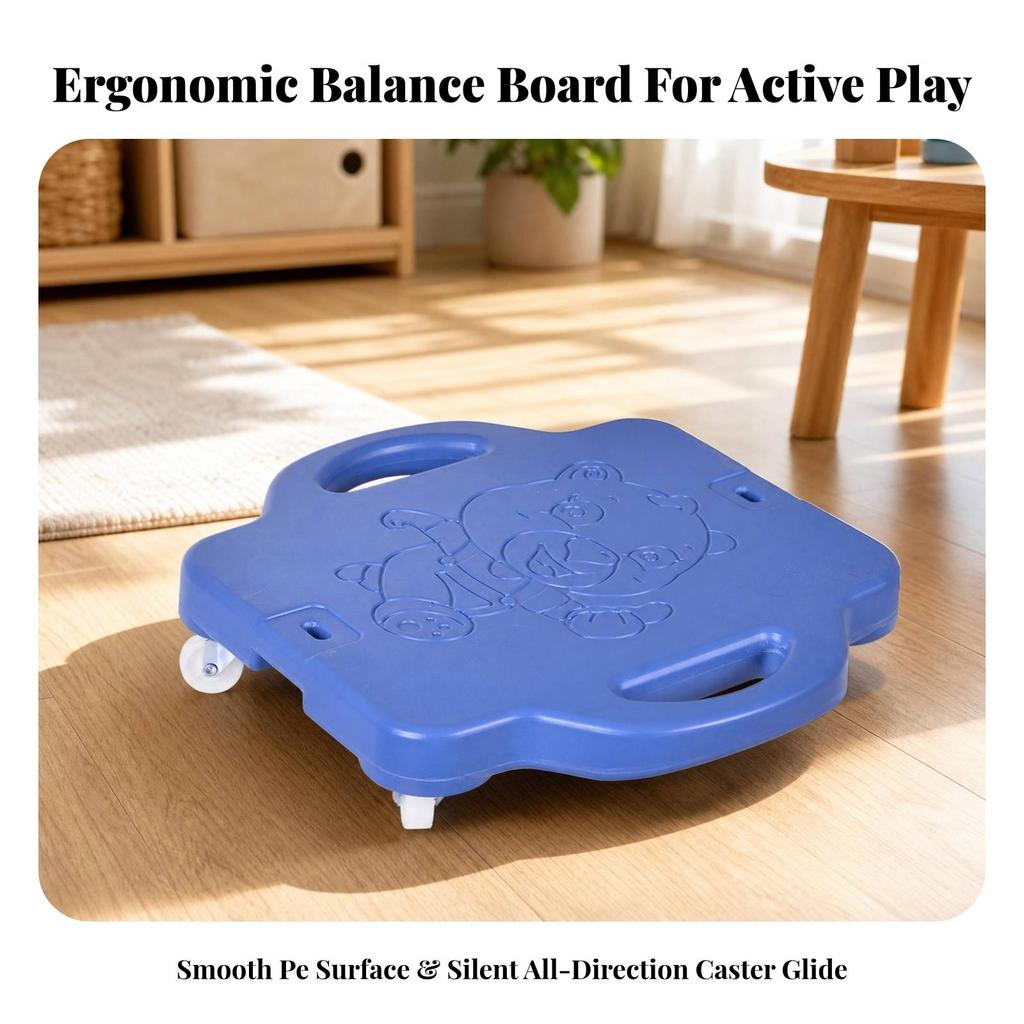 Low-Slung Children's Balance Scooter Sturdy Ride-Along Board with Caster