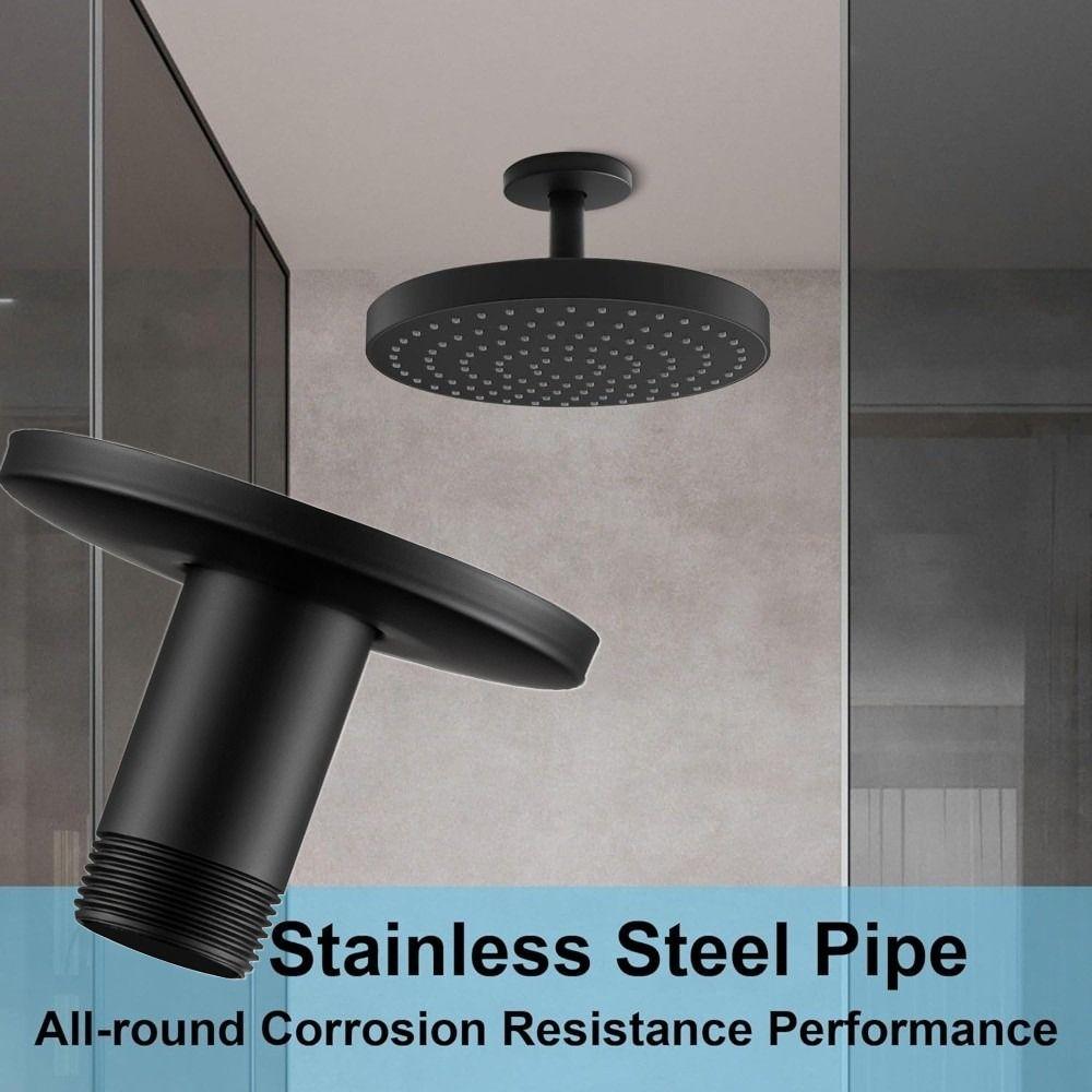 10cm Ceiling Shower Arm with Flange Ceiling Mount Shower Wall Pipe Rainfall Straight Shower Ceiling Rod Faucet Replacement
