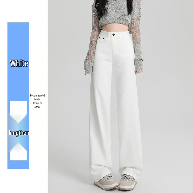 Spring 2026 Women s High-Waisted White Wide-Leg Slimming Jeans Small