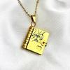 Openable Daughter Book Necklace Stainless Steel With Pages Of Engraved Information Message Mini Book Pendant Necklace Gold Color