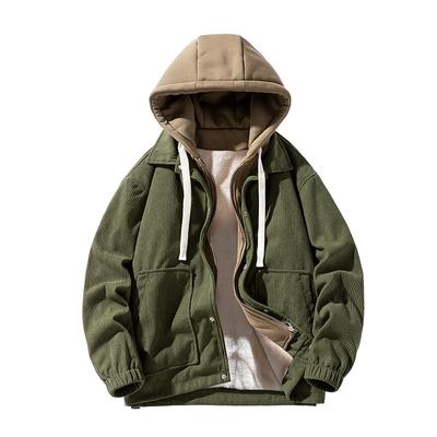 Corduroy baseballjack voor heren, herfst en winter, losvallend, dik fleecejack met revers, casual herenkleding