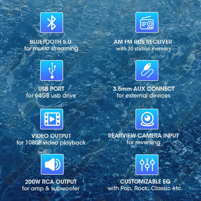 Marine RadioMP5 Player Boat Stereo For Yacht RV ATV UTV Golf Cart FM AM RDS Digital Media Audio Bluetooth IPX5 Waterproof