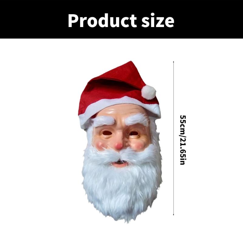 Santa Mask with Santa Hat and Beard Christmas Santa Costume Decorations Full Head Face Mask for Adult Christmas Party