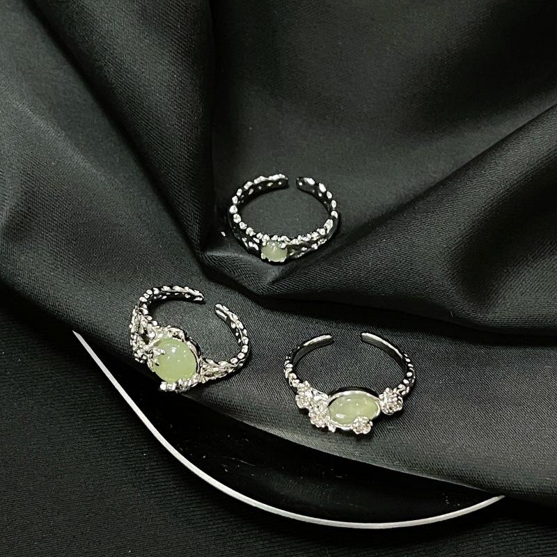 [Ice Jade Wrapped Branches] National Style Open Ring French Premium Sense Stacked Women Wearing Niche Rose Rings