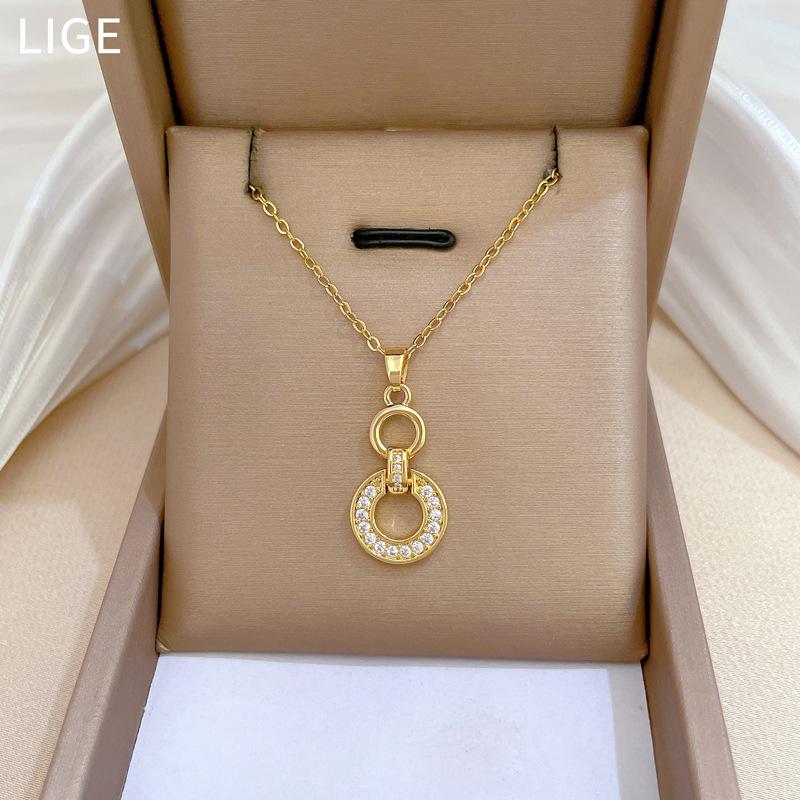 Necklace Earrings Set, Light Luxury Full Diamond Interlocking, Personalized Temperament, Banquet Earrings, Necklace Group