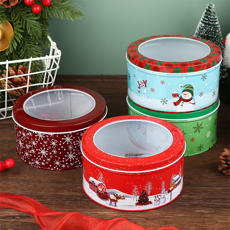 Christmas Santa Claus Tinplate Candy Box Reusable Chocolate Cookie Storage Case Festive Home Gift Packaging Tin