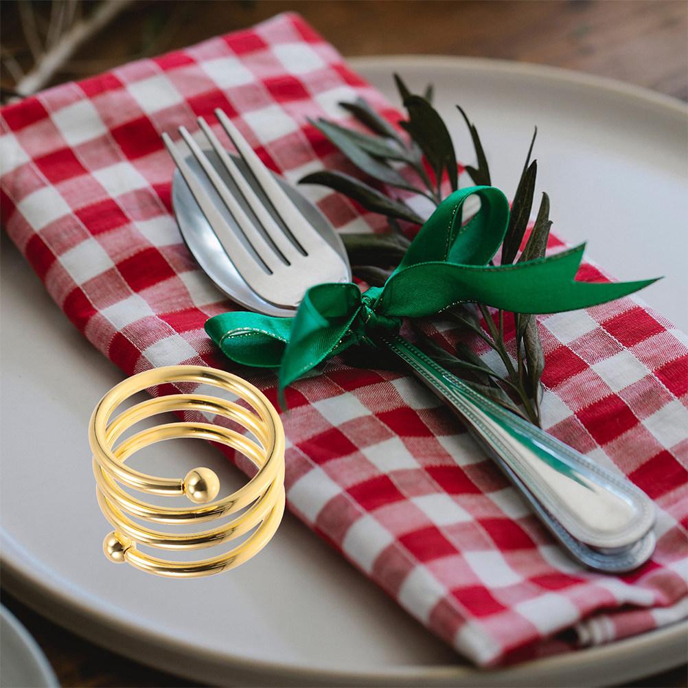 10Pcs Metal Spring Napkin Rings Flexible Iron Serviette Buckles Dining Table Decoration Wedding Valentines Party Centerpiece