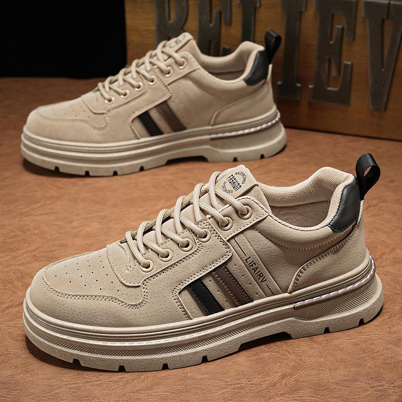 Men's Outdoor Nude Boots Casual Trendy Comfortable Fashionable Men Walking Shoes Low-cut Lace-up Thick-soled Work Boots