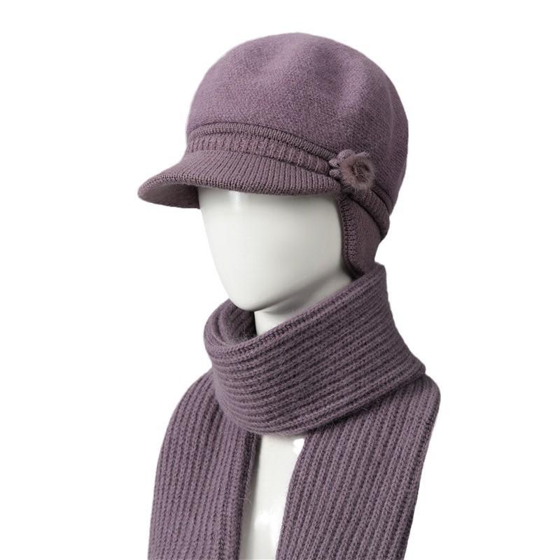 Wool Hat Women's Autumn and Winter Fleece Warm Hat, Ear Protection, Cold Protection, Thickened Knitted Hat