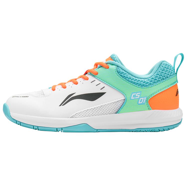 Li-Ning Lightweight Feather Series Fabric Leather Durable Breathable Lightweight Low-Top Badminton Shoes Unisex sneaker White Green AYTS034-1