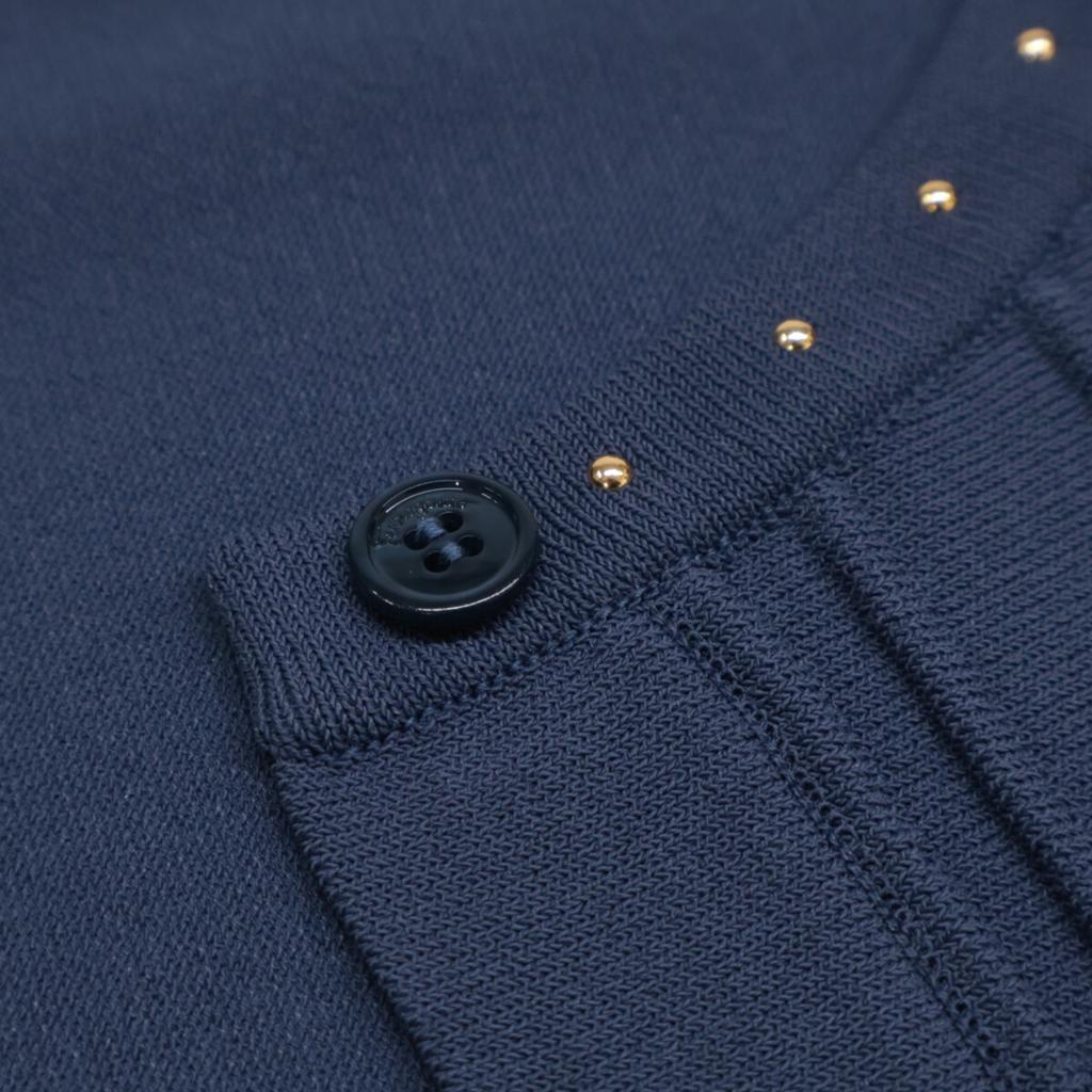 Salvatore Ferragamo 0718924 Navy Rayon x Nylon Gancini Charm Stud Design Cardigan tops M purpleUsed