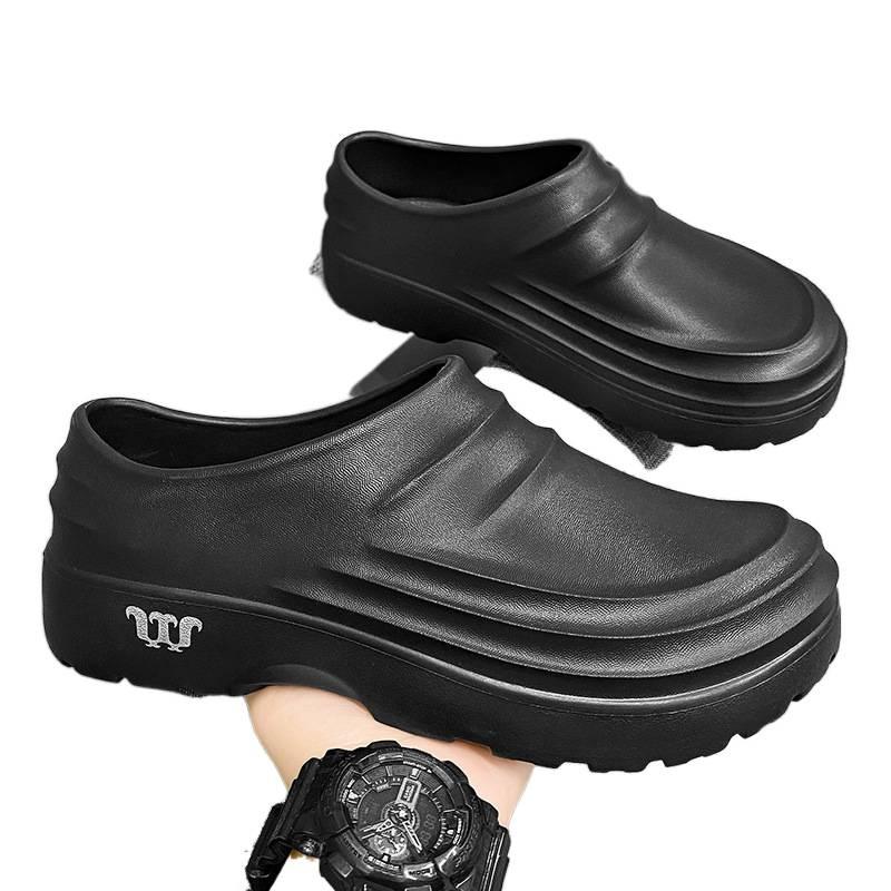 Men's large size sandals fashion casual kitchen work shoes waterproof restaurant chef shoes foot cover comfortable bag head slippers