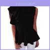 Premium Quality Women's Fashion Summer Round Neck Irregular Ruffled Slim Sleeveless Solid Top