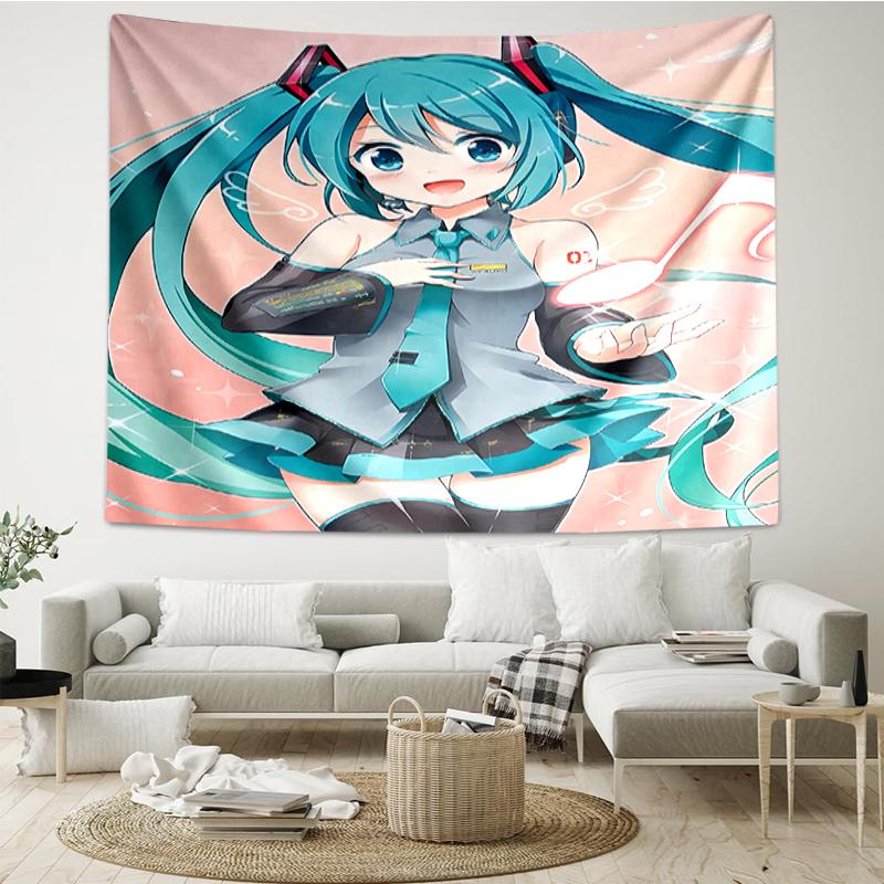 Hatsune-Miku Druck Wandteppich, Hintergrund, Einfache Montage, Ideal für Schlafzimmer, Büro & Wohnzimmer, mit Ästhetischer Wanddekoration.