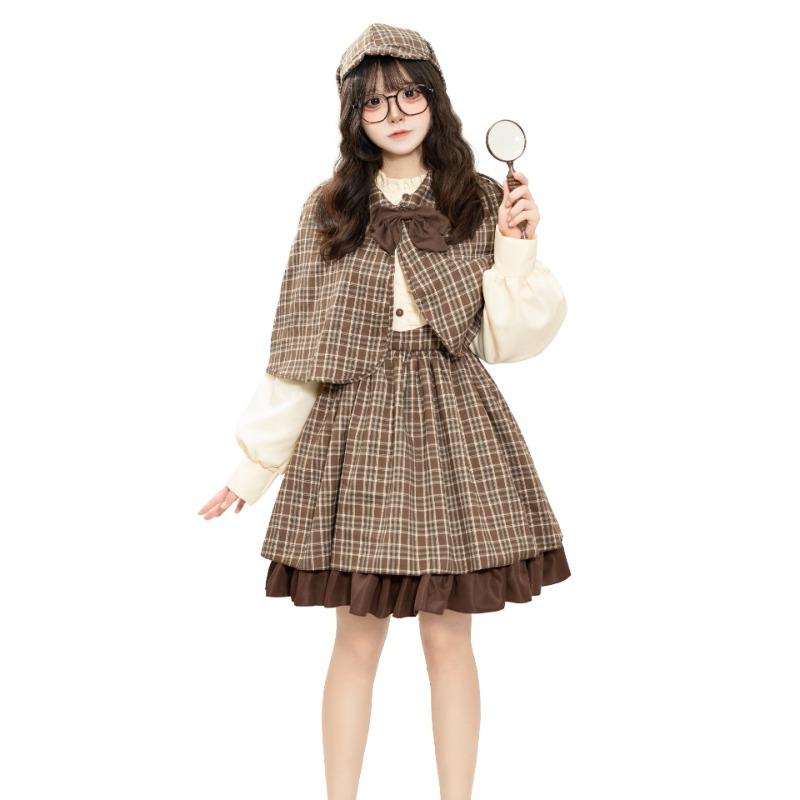 New plaid skirt sweet little children co daily sweet sister cute girl