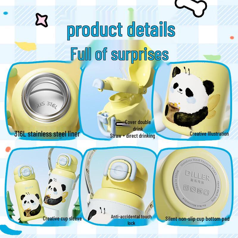 Diller Animal Party Kids' Insulated Dual-Drink Water Bottle