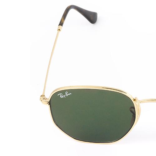 Ray-Ban Full Frame Round Polarized Sunglasses Unisex Gold Edge Dark Green Lenses 51mm