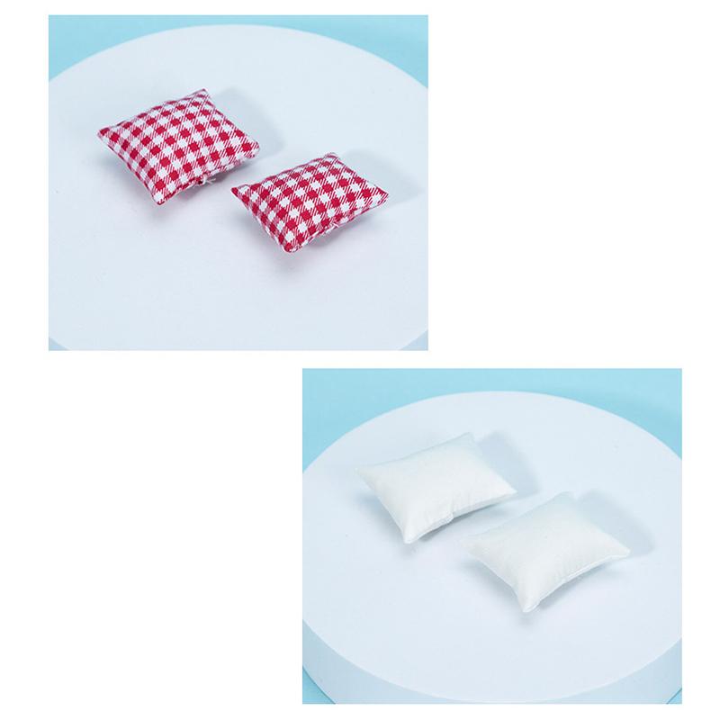 2Pcs 1:12 Dollhouse Mini Furniture Cloth Sofa Pillow Doll House Home Furnishings