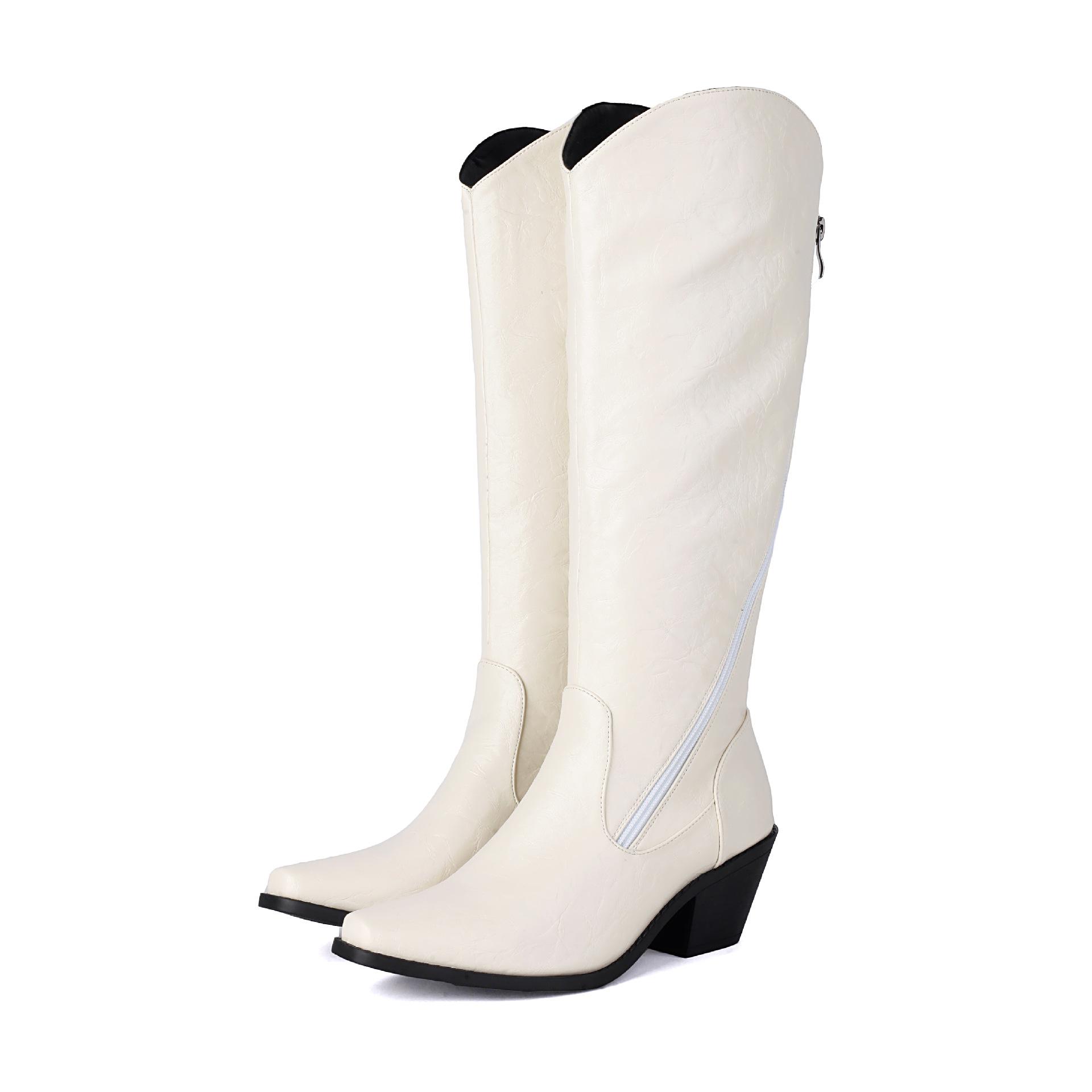 

Shoes 2025 season new fashion high heel 40-47 large size rear zipper high tube 39 білий