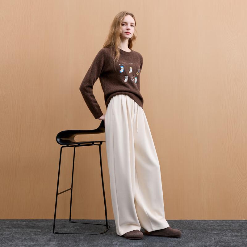Sancai 2025 Winter High-Waist Wide-Leg Pants