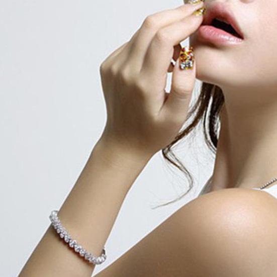 Women Fashion Full Rhinestone Inlaid Bracelet Bangle Wedding Party Jewelry Gift