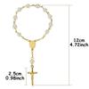 1-6pcs Golden Pearl Cross Bracelet Elegant Christening Favors for Shower Church Weddings Religious Party Souvenirs Baptism Gift
