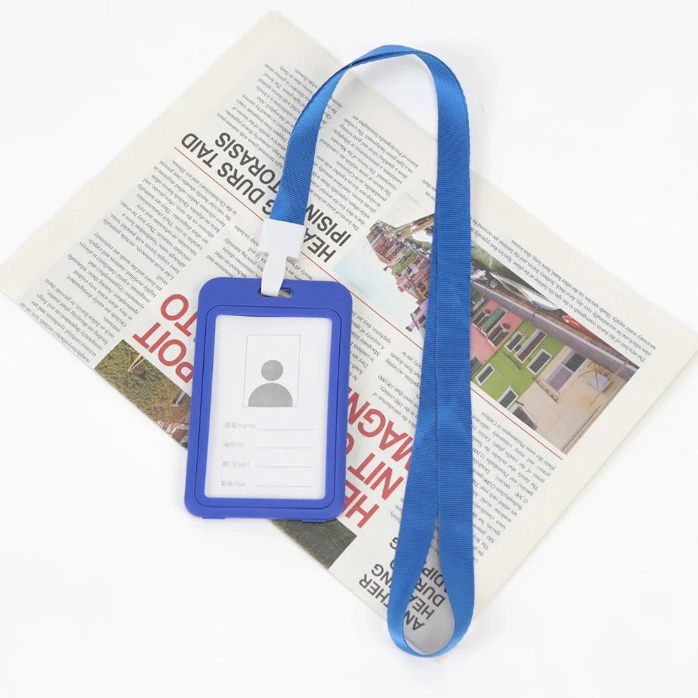 Unisex Work Color ID Card Holder Lanyard Badge Holders Identification Sleeve Dual Clear Business Exhibit School Strap Neck Hang