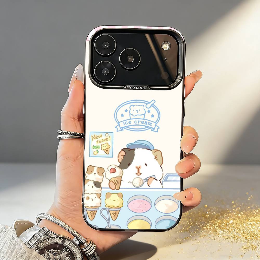 

H-Healing морская свинка Чехол для телефона Для iPhone17 16 15 14 13 12 Pro Max Серый Черный Матовый Лазерный Металлик Аврора Funda iPhone11PROMAX