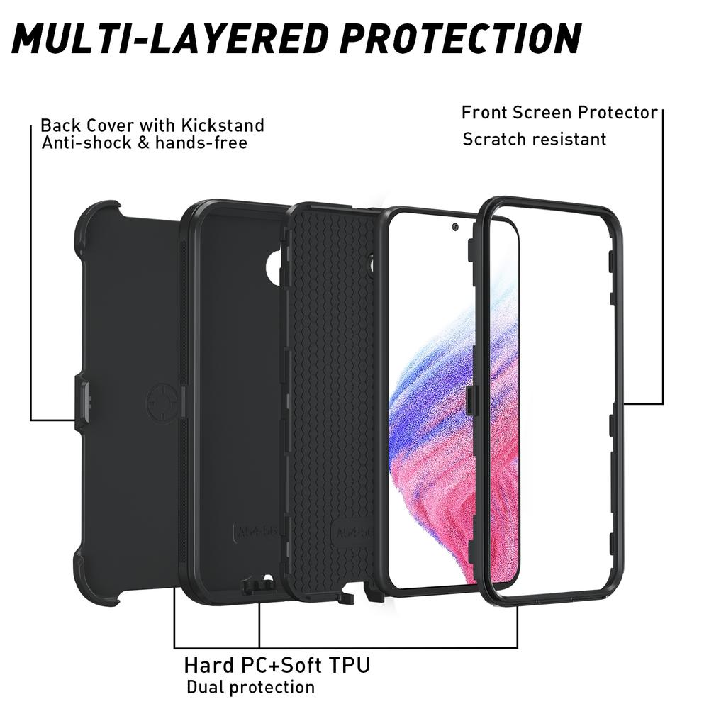 Shockproof Dustproof Hard 3-in-1 360 Full Protective Phone Case for Samsung A54