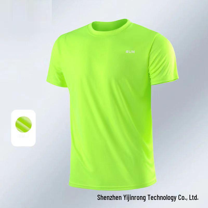 Men's Quick-Dry Checkered Crew Neck Short Sleeve Running Shirt