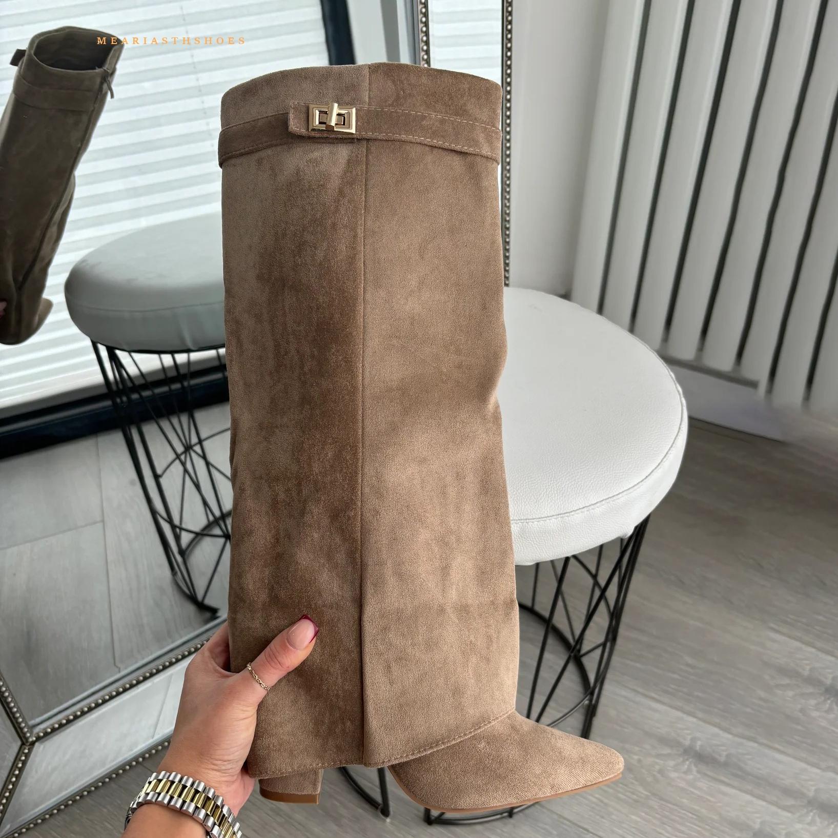 Women`s Chunky Heel Knee High Boots