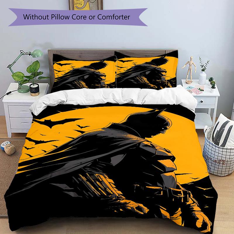 3pcs Batman Bedding Set, Soft Polyester Duvet Cover and Pillowcases Machine Washable Seasons all suitable & Guest Room Decor290