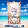 Elephant Theme Beach Towel Personalized Custom Name & Text Soft Quick Dry Beach Towel for Swimming Travel