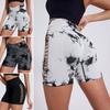 Yoga Shorts Slim Fit High Elasticity Tummy Control Seamless Quick Dry Tie-dye Hollow Out Anti-exposure Butt Lifted Soft High Waist Jogging Running
