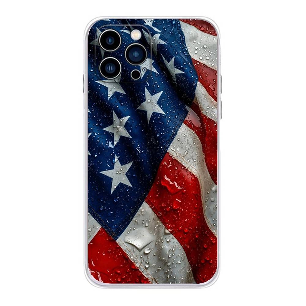

America USA Flag Cool Phone Case For iPhone 17,16,15,14,13,12,11 Plus,Pro,Max,XR,Plus,E,Mini Transparent Soft Cover iPhone13