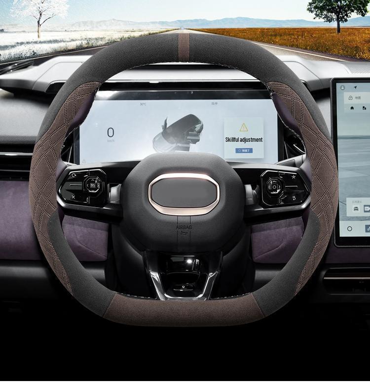 Lotus ELETRE/EMEYA Winter Steering Wheel Cover, Ultra-thin, Non-slip, Sweat-Absorbing, Flocking Handle