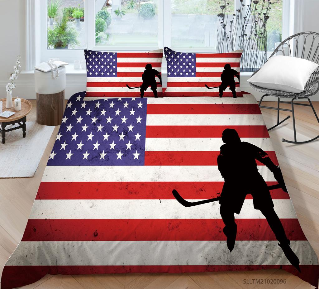 Luxus-Home-Bettwäsche-Set, Flaggen-Druck, Bettbezug, Kissenbezug, Home-Bettwäsche-Set, AU/EU/US, volle Größe, Einzel-/Doppelbett, Wohnmöbel