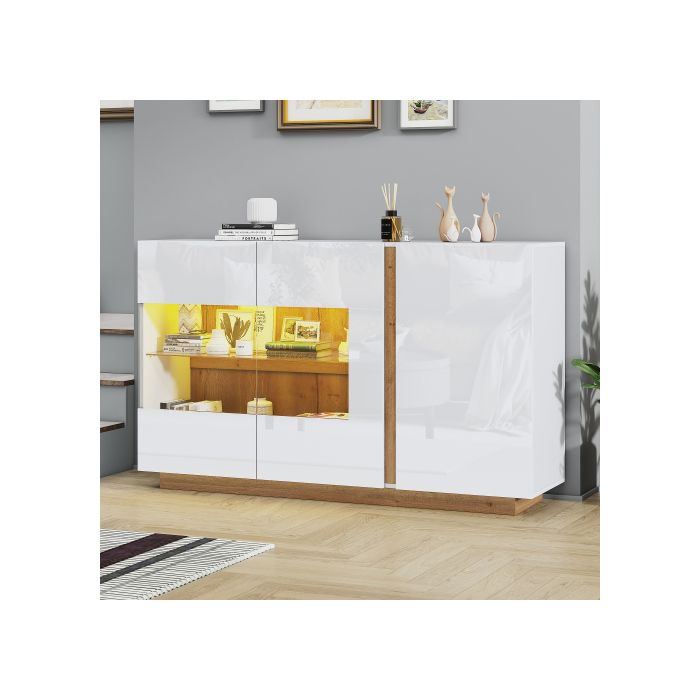 Buffet Commode brillante, socle en bois, commode de couloir 138*38*90,5 cm