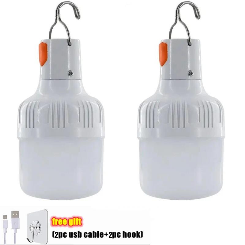 1-5pcs Rechargeable LED Indoor Outdoor Emergency Hook Portable Lights Flashing Lights Barbecue Tent Lantern Camping Lights Bulb