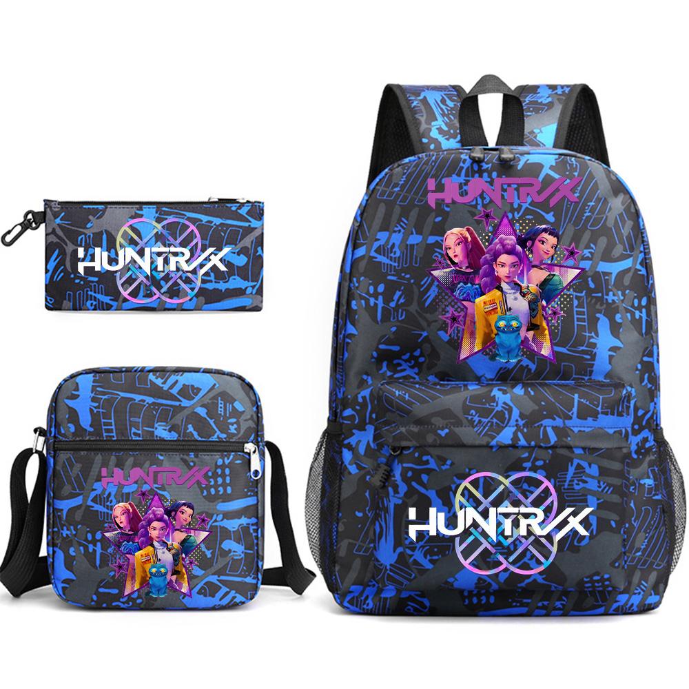 3Pcs/set Cartoon Printed Backpack with Shoulder Bag Pencil Case for Teenager Student Boy Girl School Bag Large Capacity Waterproof Bookbag Kid Gift