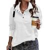 Women's Color Long Sleeve Button Front Sweatshirt with Pocket Casual Top