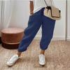Womens Cotton Linen Pants Drawstring Elastic Waist Harem Pants Casual Solid Colour Jogger Trousers with Pockets